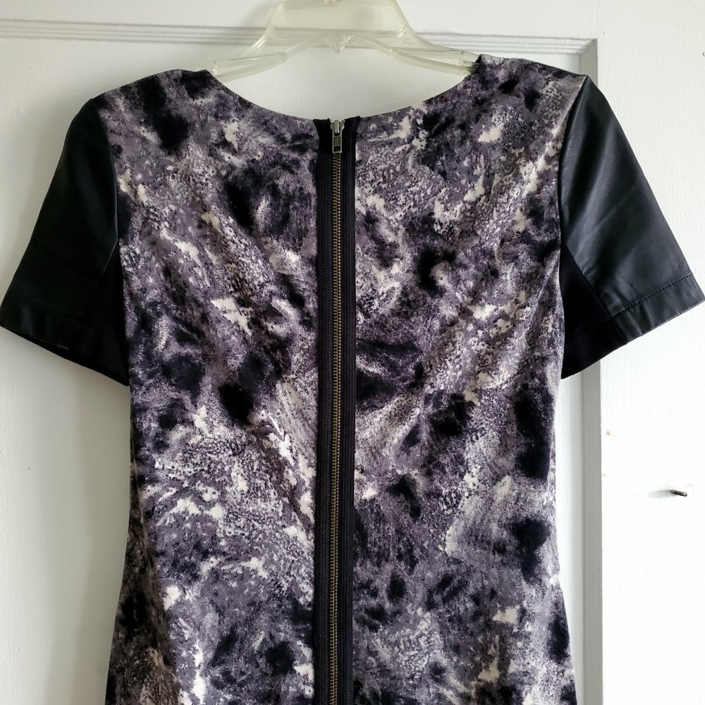 Cut25 by Yigal Azrouel Leather Trim Marbled Print Dress Size Small - Picture 6 of 15